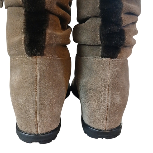 Stuart Weitzman Light Taupe Suede Wedge Boot Winter Slouch Boot size 6.5 - Picture 7 of 11